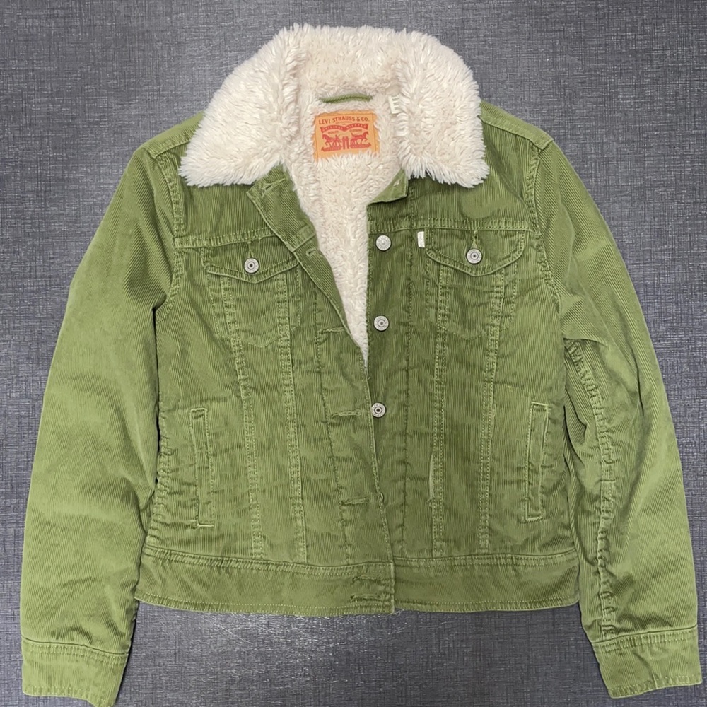 LEVIS Vintage Faux Fur Corduroy Green Jacket